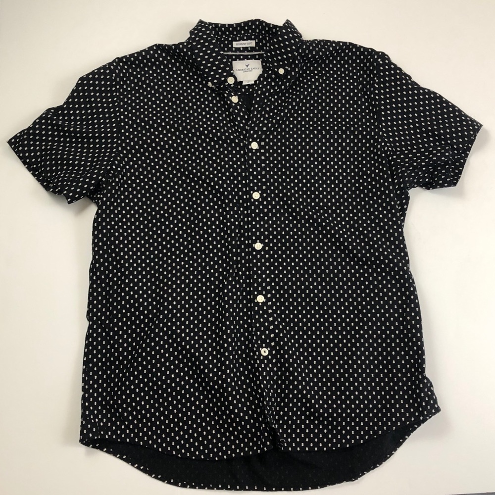 AE Seriously Soft Short Sleeve Button Down Black